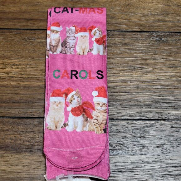 Holiday Time Printed Knee High Socks Christmas Dogs & Cats - Shoe Size 4-10 NWT - Picture 2 of 4